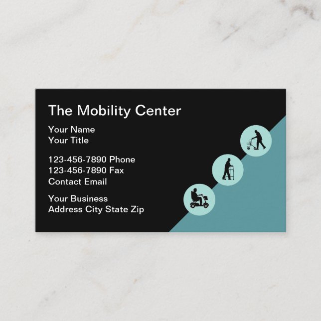 Medical Mobility Modern Business Cards (Front)