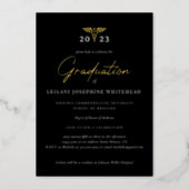 Medical Modern Graduation Black Foil Invitation (Front)