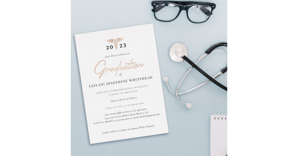 Medical Modern Graduation Foil Invitation | Zazzle