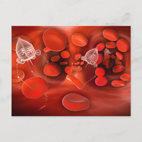Medical Nanobots In The Bloodstream Postcard