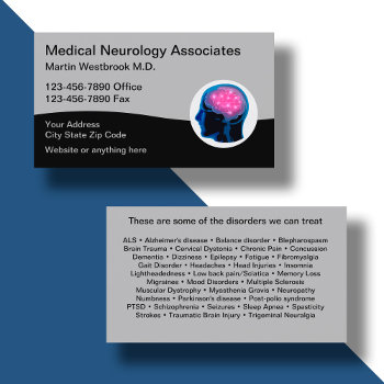 Medical Neurology Business Cards For A Neurologist by Luckyturtle at Zazzle