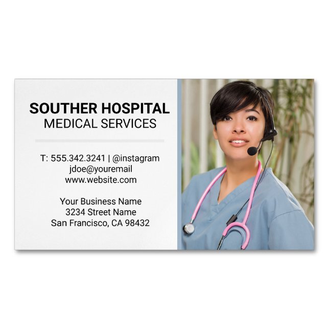 Medical Nurse | Customer Service Business Card Magnet (Front)