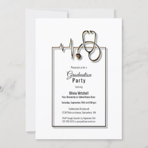 Medical Nurse Doctor Stethoscope Graduation Party Invitation