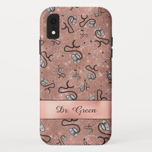 Medical Nurse Doctor themed Stethoscopes Name iPhone XR Case