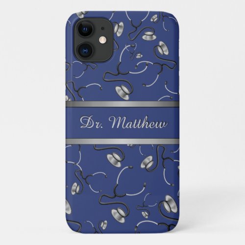 Medical Nurse Doctor Themed Stethoscopes Name iPhone 11 Case