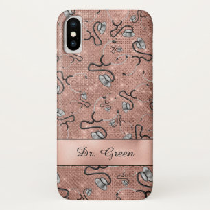 Medical, Nurse, Doctor themed Stethoscopes, Name iPhone X Case