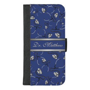 Medical, Nurse, Doctor themed stethoscopes, Name iPhone 8/7 Plus Wallet Case