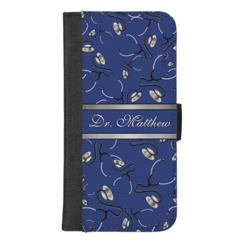 Medical Nurse Doctor themed stethoscopes Name iPhone 87 Plus Wallet Case