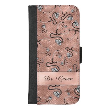 Medical  Nurse  Doctor Themed Stethoscopes  Name Iphone 8/7 Plus Wallet Case by storechichi at Zazzle