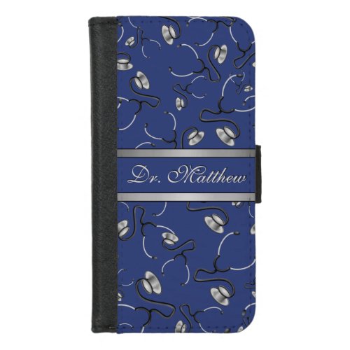 Medical Nurse Doctor themed stethoscopes Name iPhone 87 Wallet Case