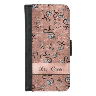Medical, Nurse, Doctor themed Stethoscopes, Name iPhone 8/7 Wallet Case