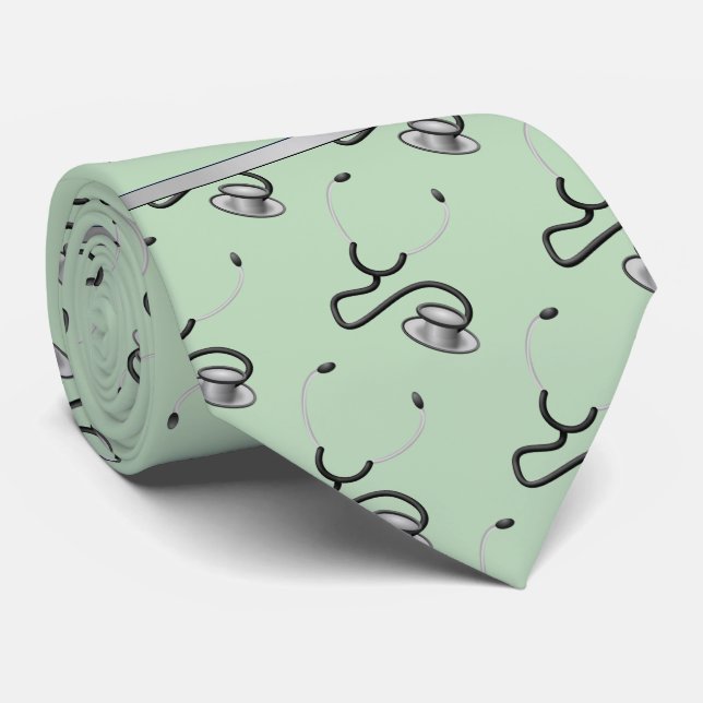 Medical, Nurse, Doctor themed stethoscopes, Name Neck Tie (Rolled)