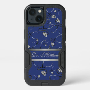 Medical, Nurse, Doctor themed stethoscopes, Name iPhone 13 Case