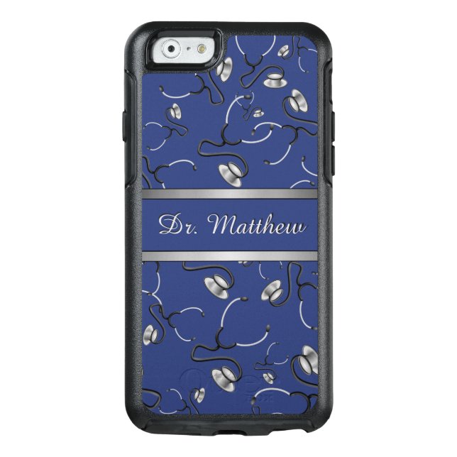 Medical, Nurse, Doctor themed stethoscopes, Name Otterbox iPhone Case (Back)