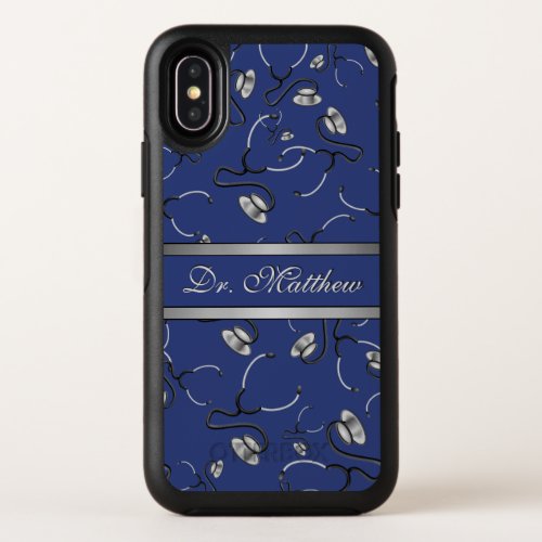 Medical Nurse Doctor themed stethoscopes Name OtterBox Symmetry iPhone X Case