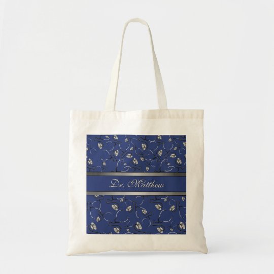 Medical, Nurse, Doctor themed stethoscopes, Name Tote Bag