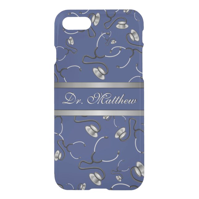 Medical, Nurse, Doctor themed stethoscopes, Name Uncommon iPhone Case (Back)