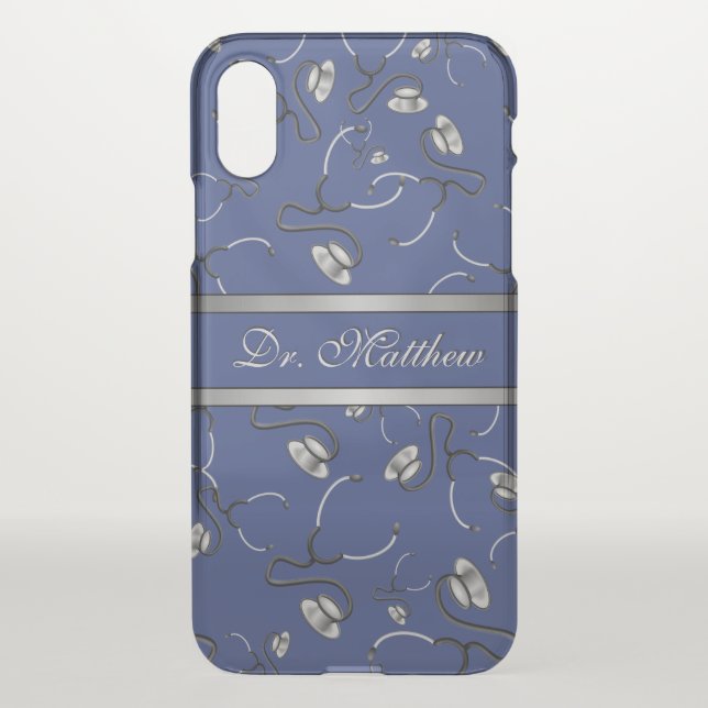 Medical, Nurse, Doctor themed stethoscopes, Name Uncommon iPhone Case (Back)