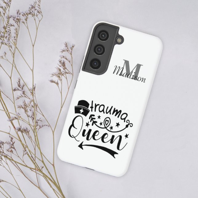 Medical Nurse Fun Trauma Queen Monogram Add Name Samsung Galaxy Case (Creator Uploaded)