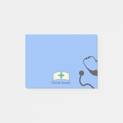 Medical Nurses Cap Blue Personalized Sticky Post_it Notes