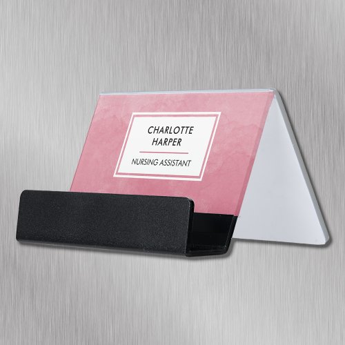 Medical Nursing Assistant Watercolor Blush Pink Desk Business Card Holder