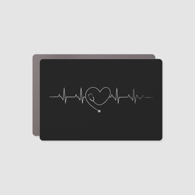 Medical Nursing Heart Stethoscope Heartbeat Medica Car Magnet (Front)