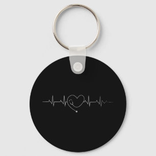 Medical Nursing Heart Stethoscope Heartbeat Medica Keychain
