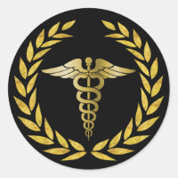 Medical Nursing Royal Gold Caduceus Symbol