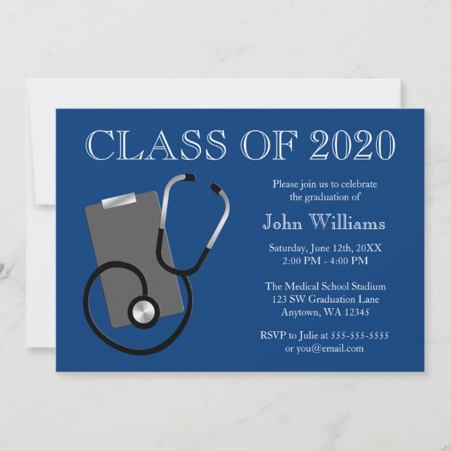 Medical Nursing School Blue Graduation Invitation (Front)