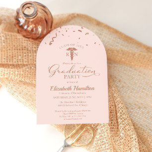 Medical Nursing School Grad Party Rose Gold Invitation