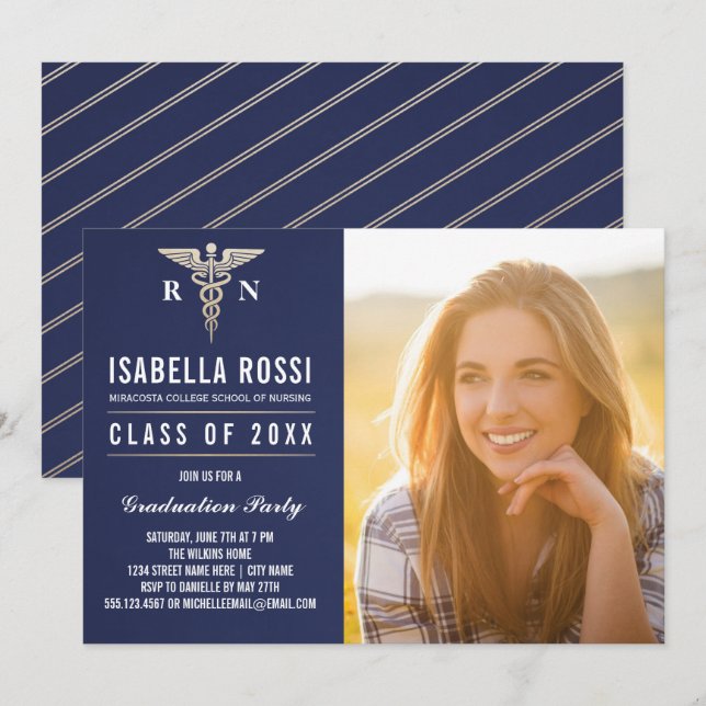Medical Nursing School Graduation Invitations (Front/Back)