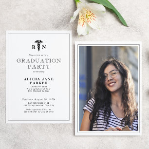Medical nursing school modern photo graduation invitation