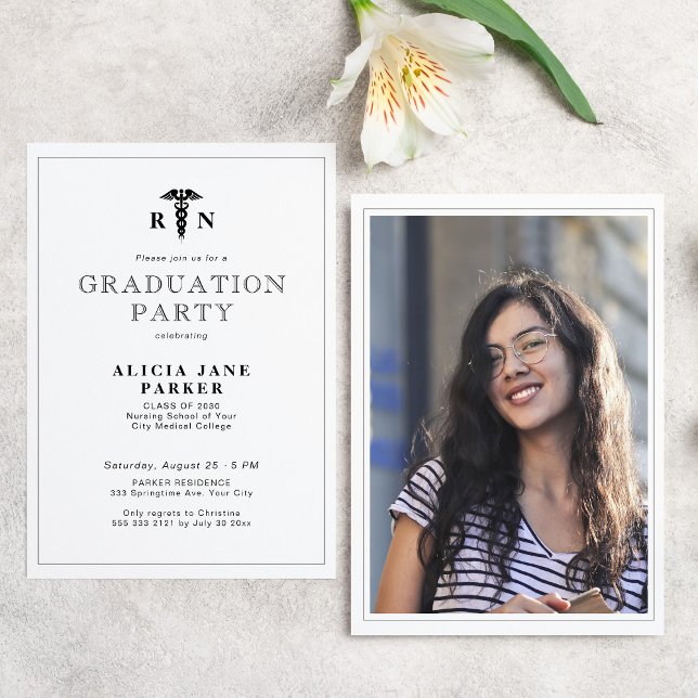 Medical nursing school modern photo graduation invitation (Creator Uploaded)