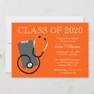 Medical Nursing School Orange Graduation Invitation