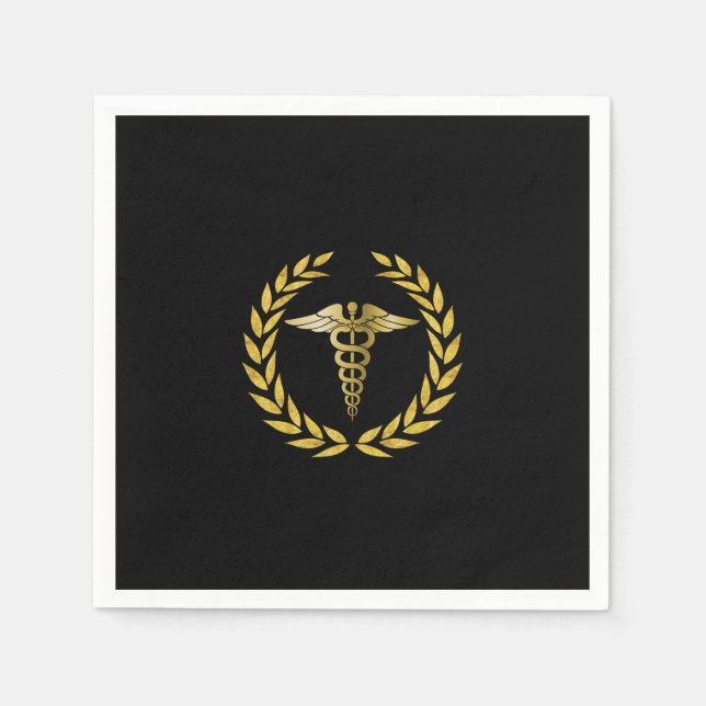 Medical & Nursing School Royal Gold Graduation Paper Napkins (Front)