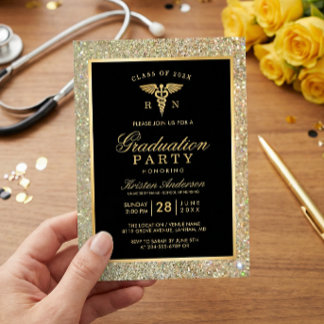 Medical Nursing School Symbol Graduation Party Invitation