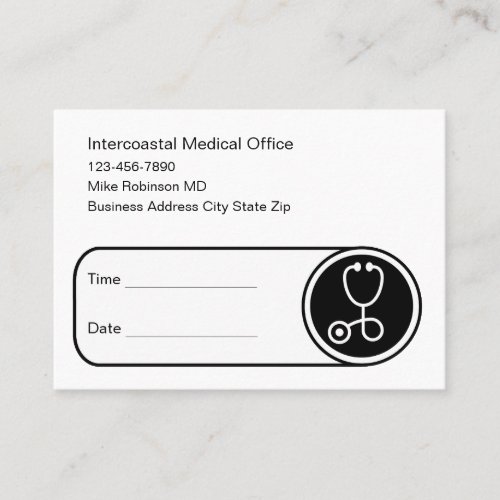 Medical Office Appointment Reminder Business Cards