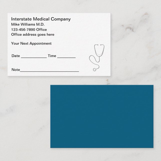 Medical Office Doctor Appointment Business Cards (Front/Back)