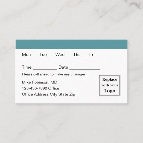 Medical Office Simple Modern Appointment Business Card