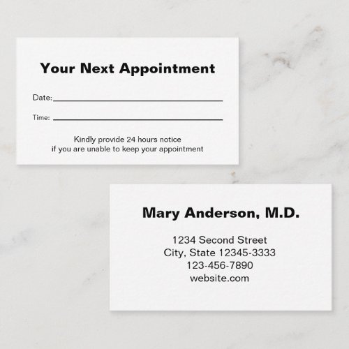 Medical Office Your Next Appointment Reminder Card