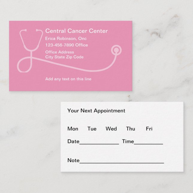 Medical Oncologist Appointment Business Cards (Front/Back)