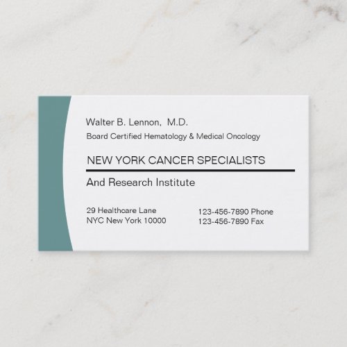 Medical Oncology Business Cards