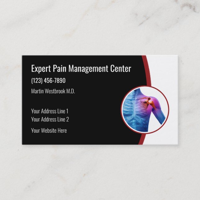 Medical Pain Management Business Cards (Front)