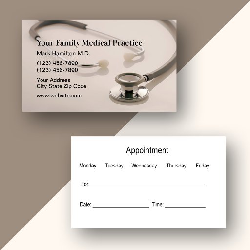Customizable Medical Patient Appointment Business Cards