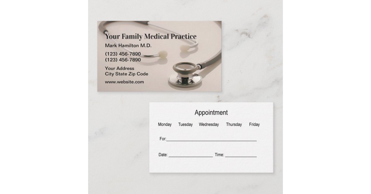 Medical Patient Appointment Business Cards