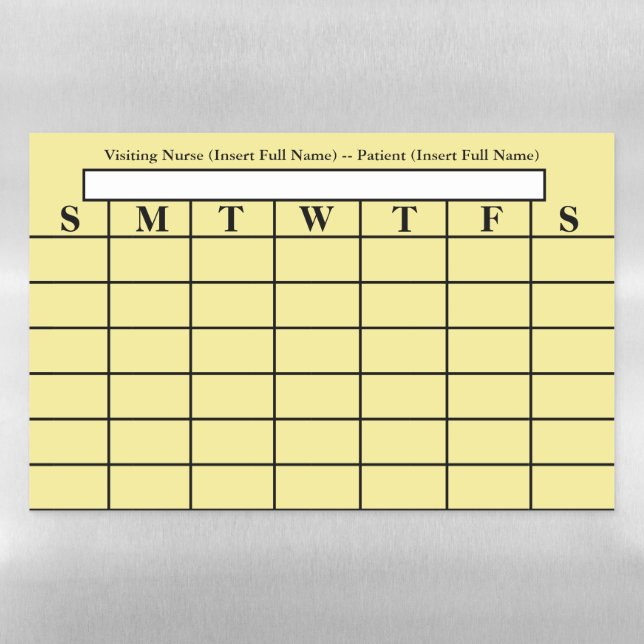 Medical Patient Calendar Yellow Personalized Magnetic Dry Erase Sheet (Horizontal)