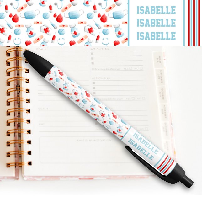 Medical Pattern Name Monogram Nurse  Pen (Creator Uploaded)
