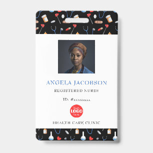 Medical Pattern Registered Nurse Healthcare Logo Badge