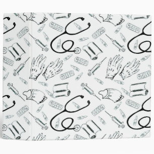 Medical Pattern Stethoscope Pattern 3 Ring Binder