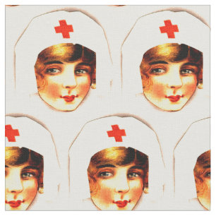 Medical pattern. Vintage nurse, doctor. Red Cross Fabric